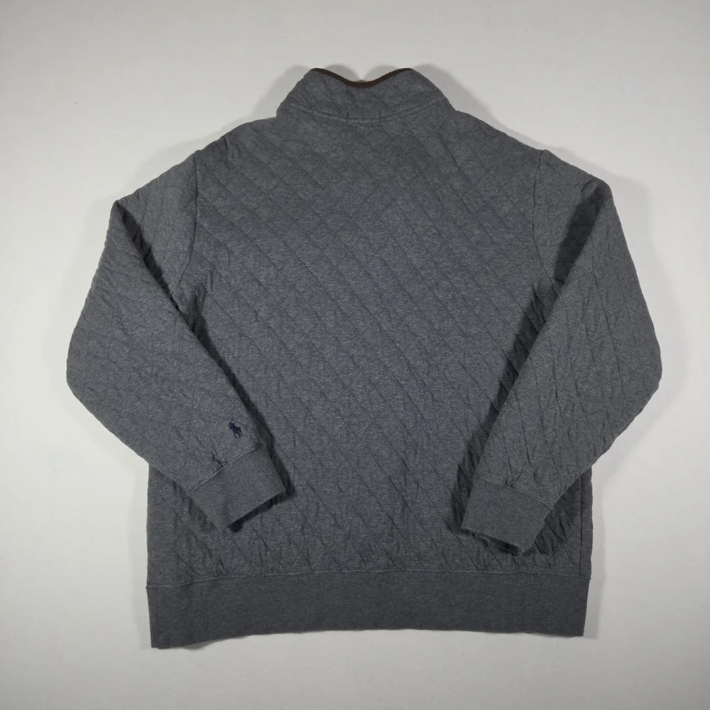 Polo‎ Ralph Lauren Quilted Luxury Jersey Pullover Mens XLT Gray Snap Sweater